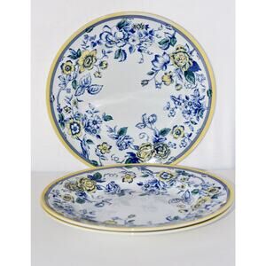 Spode BURLINGTON Earthenware Yellow & Blue Floral S3671 Ceramic Dinner Plate Set
